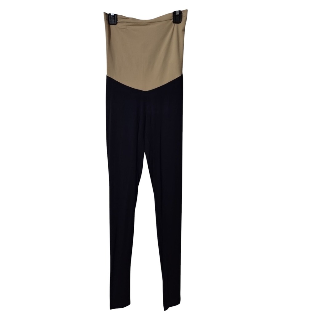 A Pea in the Pod Maternity Leggings Women's Large Secret Fit Belly Black Nude